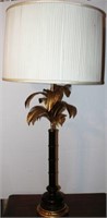 Turned Wood Table Lamp with Ceramic