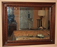 Large Wood Frame Mirror with Barley Twist