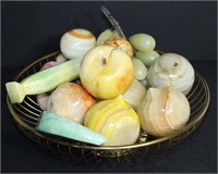 Marble Fruit Set in Metal Basket 12 fruits