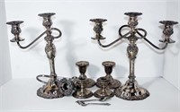 Selection of 6 Silver plate Candle holders