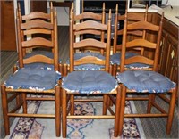 Set of 6 Wooden Ladder Back Dining Chairs