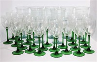 Selection of Green & Clear Glass Stemware