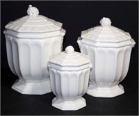Set of 3 White Canisters Marked 2975w
