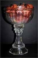 Large Decorative Glass Compote Filled with