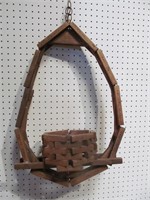 Wooden hanging basket