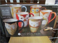 New Elite 6 piece owl mug set