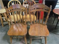 Pair of Oak Chairs-- Wear Scratches- ONE MONEY