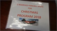 (2) Reserved Parking Spots 2018 Christmas Program