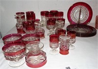 Red Rimmed Glassware Set
