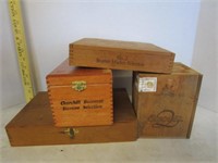 Primitive wooden dove tailed cigar boxes