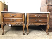 Pair of French Style Side Tables with Stone Tops