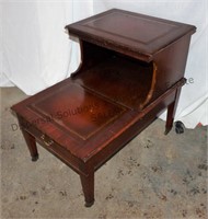 End Table / Wood & Leather Inlay