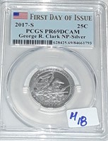 US FIRST DAY OF ISSUE G R CLARK NP-SILVER QUARTER