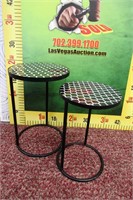 43- 2 NEW DECO METAL END TABLES