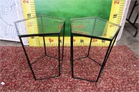 43- 2 NEW GLASS TOP END TABLES