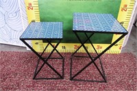43- 2 MOSIAC STYLE TOP METAL END TABLE RECTANGLE