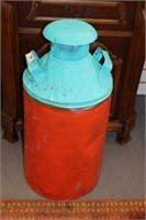 PAINTED METAL MILK CAN WITH DUAL HANDLES