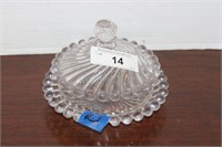 SWIRL STYLED GLASS BUTTER DISH WITH LID
