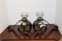 PAIR OF SCROLLED CANDLE HOLDERS