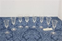 SET OF ETCHED CRYSTAL CORDIALS