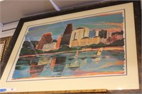 SIGNED AND FRAMED CITYSCAPE LITHO