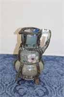 HAND PAINTED GLASS ENCASED WITH METAL PITCHER