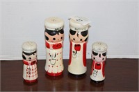 2 SETS OF WOOD SALT AND PEPPER SHAKERS