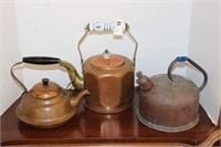 SELECTION OF COPPER TEA KETTLES