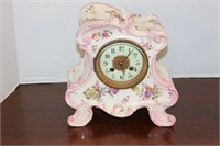 VERY OLD CERAMIC FOOTEDCLOCK-----ASIS