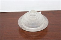GLASS BUTTER DISH WITH LID