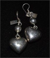 .925 Silver (Mexico) Heart Shaped Earrings