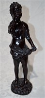 13.25" Solid Bronze Statue Girl Blowing -  783