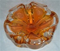 Vtg Art Glass Dish 6"w