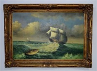 Oil On Canvas Seascape - Gallery Frame - 707