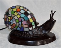 Leaded Glass Bronze Base Snail Accent Lamp  784