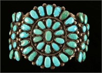 Old Pawn Sterling & Turquoise Petit Point Cuff