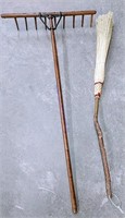 Wooden Rake And Broom