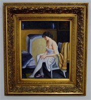 Oil On Canvas -  Lady Dressing - 704