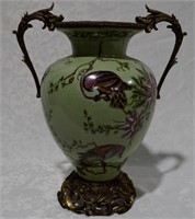 Hand Painted 14" Dominic Vase With Bronze - 743