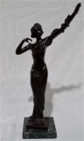 Solid Bronze Statue Woman With Snake - 782