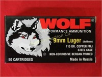 Ammo 9mm Luger Wolf Performance 115Gr 50 Rounds