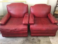 PAIR OF RED LEATHERLIKE CHAIRS