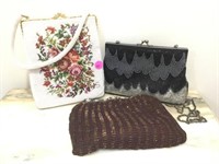 3 BEADED AND TAPESTRY HANDBAGS