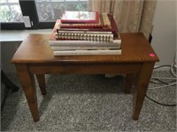 CHERRY WOOD BENCH AND COOKBOOKS