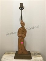 CHINA MAN CARVED WOOD LAMP