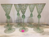 6 ANTIQUE MOSER BOHEMIAN WINE GLASSES