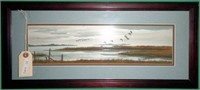 Original framed watercolor of ducks