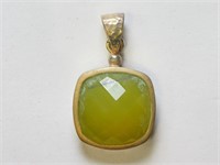 Yellow Sterling Silver Green Onyx Pendant