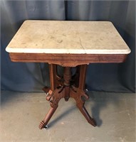 Eastlake Marble Top Side Table On Casters