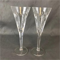 Pair Of Waterford Crystal Champagne Flutes